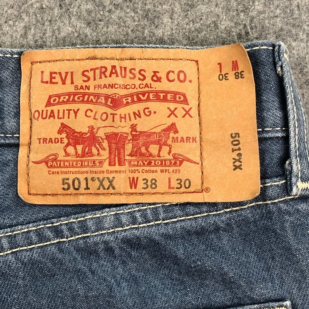 Levis Vintage 501XX Mens Jeans 38x30 (fits 36x28) Blue Medium Wash Straight Fit